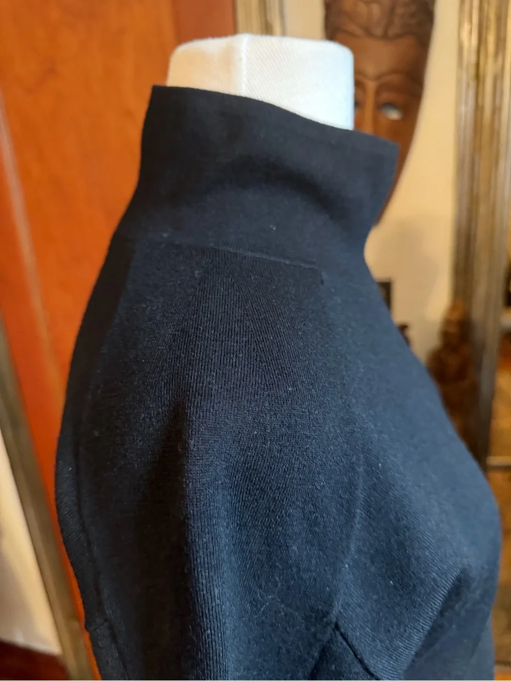 Helmet Lang Black Compact Wool Blend Neck Raglan Sleeve Mock Turtleneck Sz Small